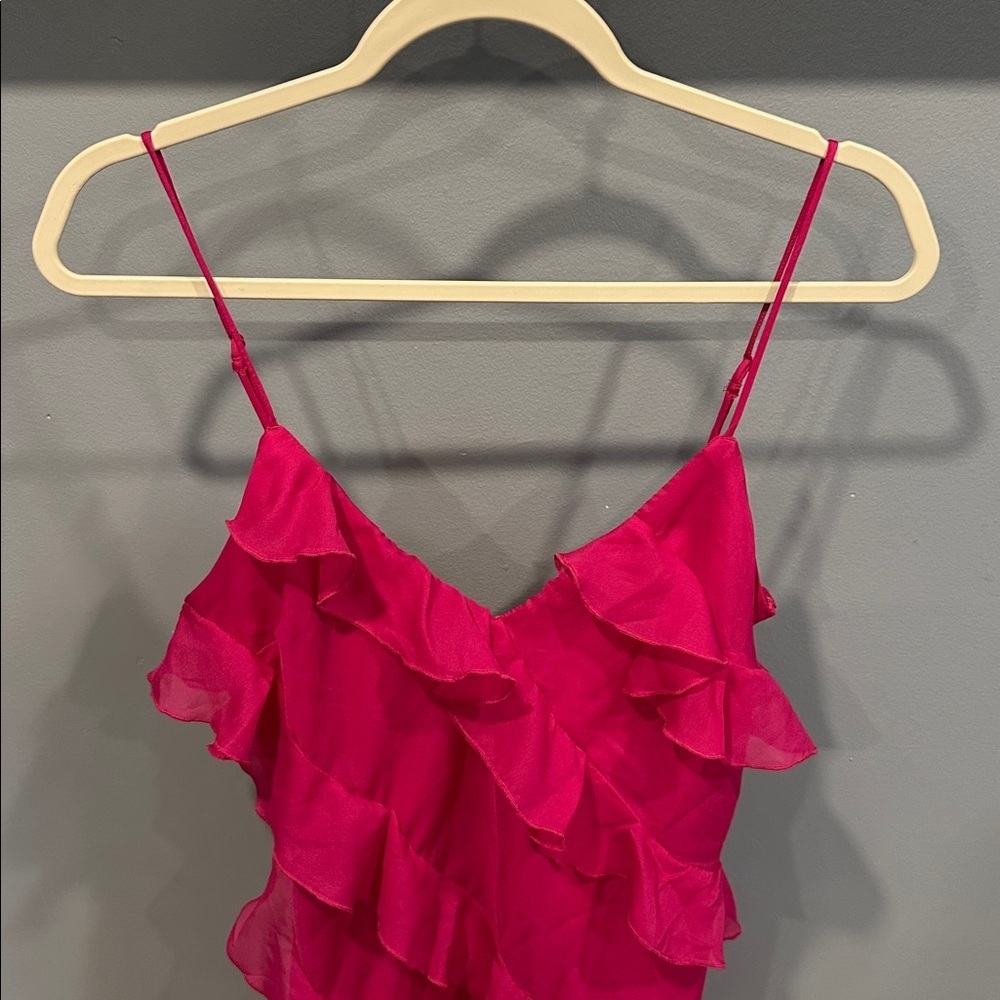 NWT Abercrombie All-Over Ruffle Mini Dress, pink Size Medium - Picture 4 of 8